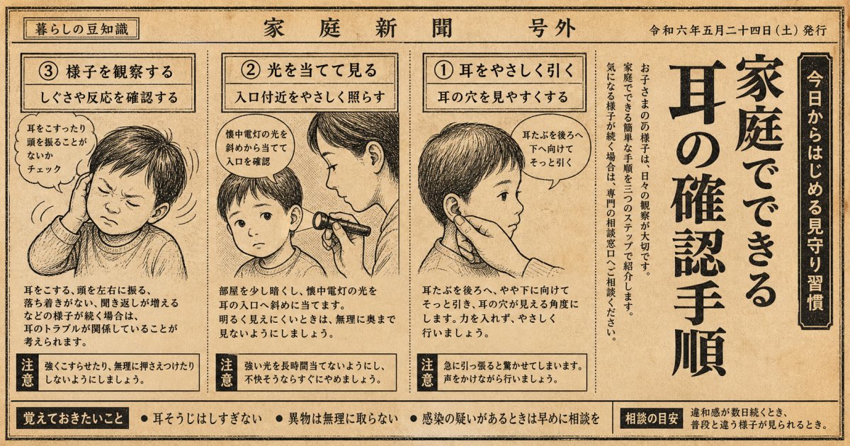 お子様が耳を痛がるときに家庭で行う具体的な確認手順と観察項目