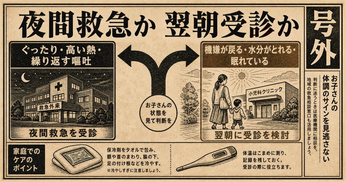 夜間救急か翌朝受診かの判断基準と家庭での応急処置