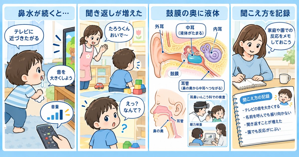 子どもが呼びかけに反応しない？鼻水と滲出性中耳炎の受診目安
